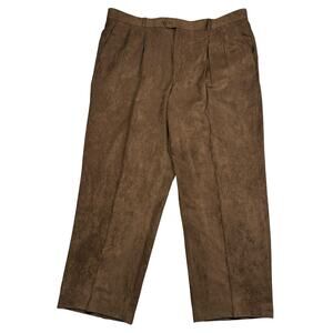 Dress Pants Men's 42/29.5 Suede Brown Pronti Collection Pleated Slacks Formal‎